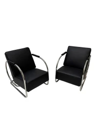 Art Deco Modernist Bauhaus Tubular Steel Lounge Chairs by Frits Kuyken, 1936